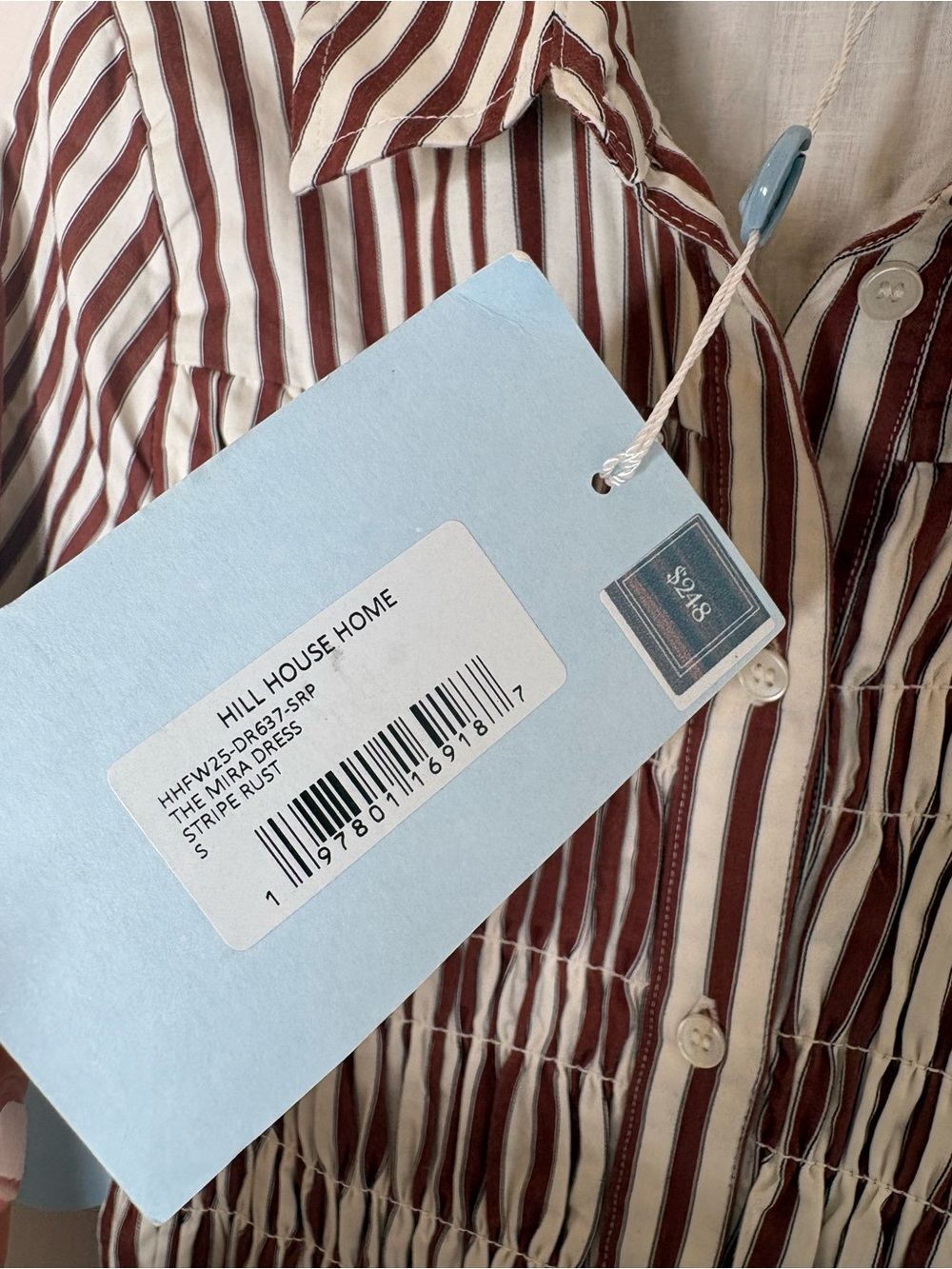 Hill House Mira Striped Shirt Dress Rust Small - Picture 5 of 6